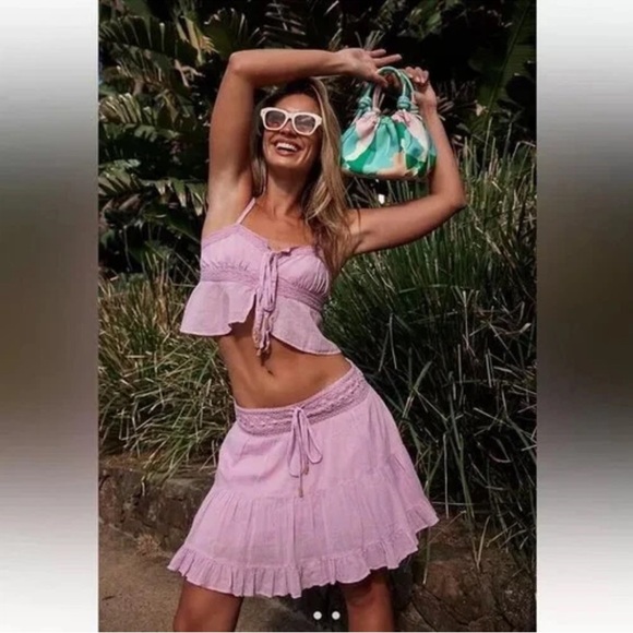 Free people Zaria skirt and top set. Lilac size XS - Picture 1 of 3